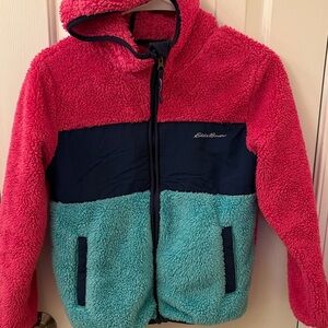 Eddie Bauer Vibrant Pink and Aqua Fleece Jacket